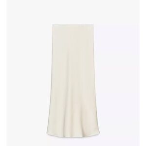 Zara Satin Midi Skirt - White